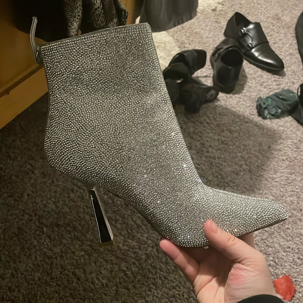 Steve Madden women glitter heeled boots